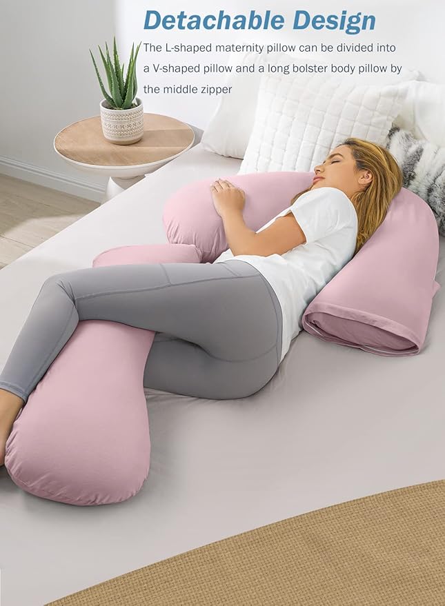 INSEN Pregnancy Pillow for Sleeping,Maternity Body Pillow for Pregnancy Women,Pregnancy Support Pillow for Back, Hip Pain, Pink