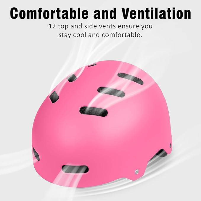 Skateboard Bike Helmet for Adults Women Men Youth Kids (2-3-5-8-14+ Years Boys Girls) - Lightweight Multi-Sport Adjustable Helmets for Bicycle Skateboard Scooter Skate Cycling