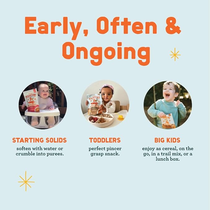 Mission Mighty Me Nutty Puffs Peanut + Mixed Nut Butter Variety for Babies + Kids – Plant-Based, Gluten-Free, Pediatrician Developed (Peanut, Mixed Nut, and Bonus Sample)