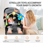 Koty Baby Stroller Arch Toy with Teether, Rattle, Crinkle Sound, Mirror & Music Box, Newborns Sensory Activity Carrier Take-Along Toy, Adjustable for Bouncers, Car Seat & Pram 0M+(Deer)