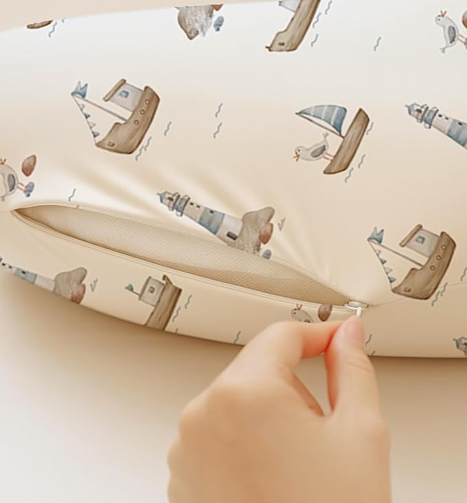 Nursing Pillow Covers 2 Pack, Breastfeeding Pillow Slipcovers Soft and Stretchy, Nursing Covers for Baby Girls Boys Newborn (Sailing Waves)