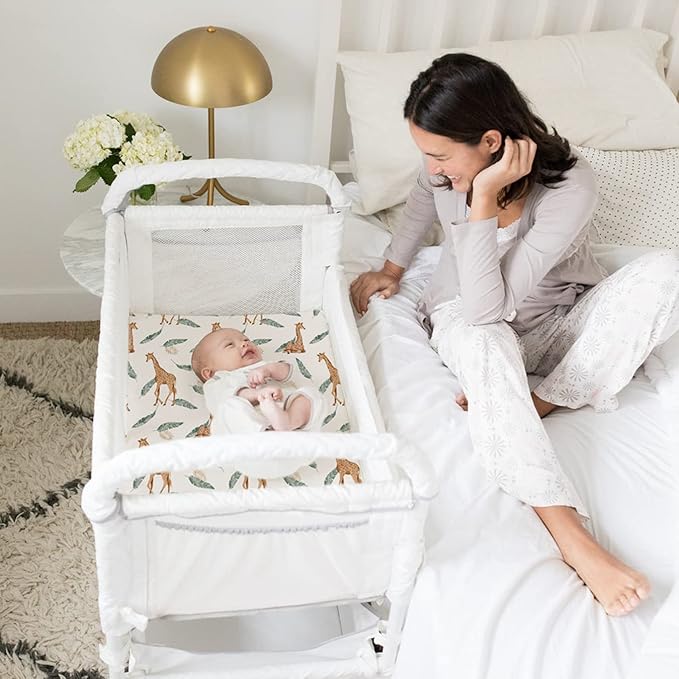 BROLEX 2 Pack Mini Crib Sheets, Stretchy Portable Fitted Playard Sheet Set, Convertible Playard Mattress Cover, Ultra Soft Breathable Material, Giraffe Leaf