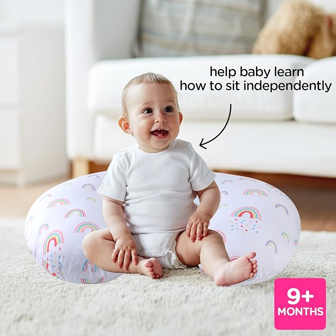 Plushii Nursing Pillow, Breathable Nursing Pillows for Breastfeeding, Breast Feeding Pillows for Mom, Breastfeeding Pillows for Bottle Feeding, Tummy Time, Sitting Support - Rainbow World