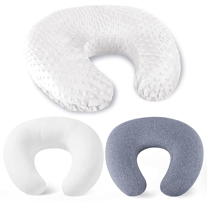 Nursing Pillow for Breastfeeding and Bottle Feeding Pillow, Support for Mom and Baby, with 2 Removable Machine Washable Cover, Ergonomic Breastfeeding Pillow (White)