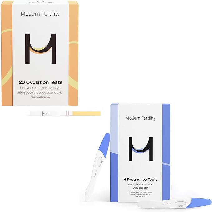 Modern Fertility Ovulation & Pregnancy Test Bundle, Identify Fertile Days, Predict Ovulation, and Detect Pregnancy Early, FSA HSA Approved, 20 Strips & 4 Tests