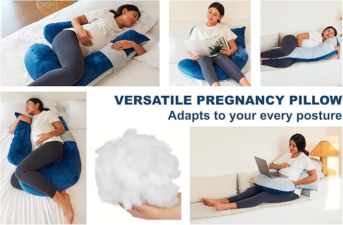 Pregnancy Pillows for Sleeping, Detachable and Adjustable with Pillow Cover, Maternity Body Pillow for Adults, Support for Back, Legs, Belly, HIPS and Pregnancy Must Haves Grey