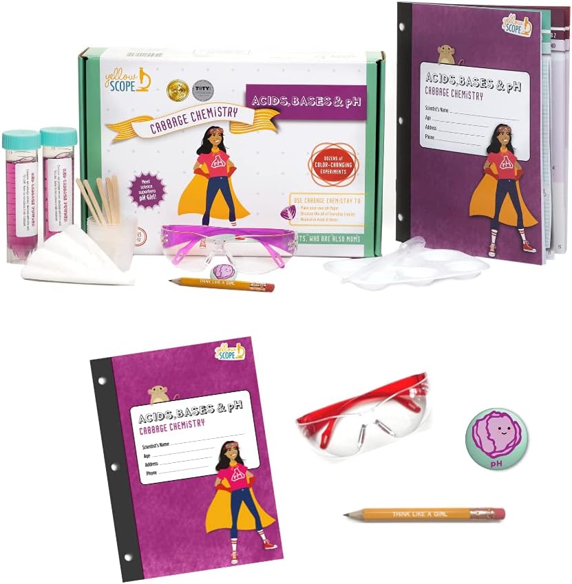 Kids pH Science Kit - Acids & Bases Buddy Pack with 2 Lab Notebooks & Safety Goggles - STEM Experiments for Ages 8-12
