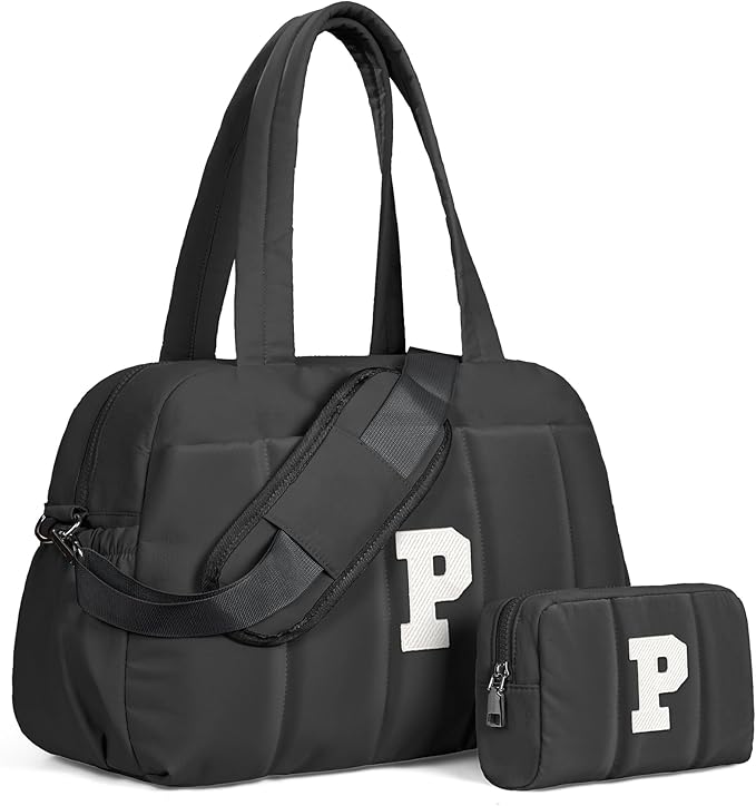 Monogram Gifts-Women Duffle Bag with Initial, Personal Item Travel Bags，Gym Bag with Wet Pocket，Lightweight Travel Bags Personalized Tote with Makeup Pouch