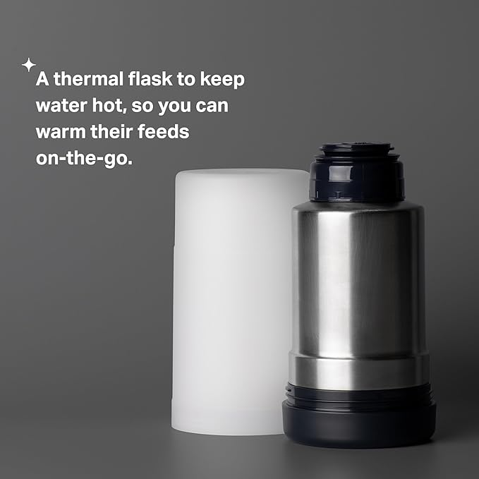 Tommee Tippee Portable Travel Baby Bottle and Food Warmer, Thermal Insulation, Stainless-Steel Flask with Leak-Proof Lid
