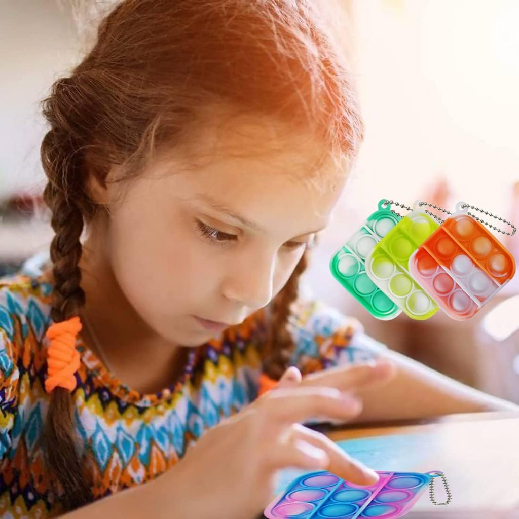 60 Pcs Tie Dye Squeeze Pop Bubble Simple Fidget Sensory Toys, Keychain Wrap Small Pop Bulk Classroom Prizes Relieve Anxiety Stress Toy for Kids Adult