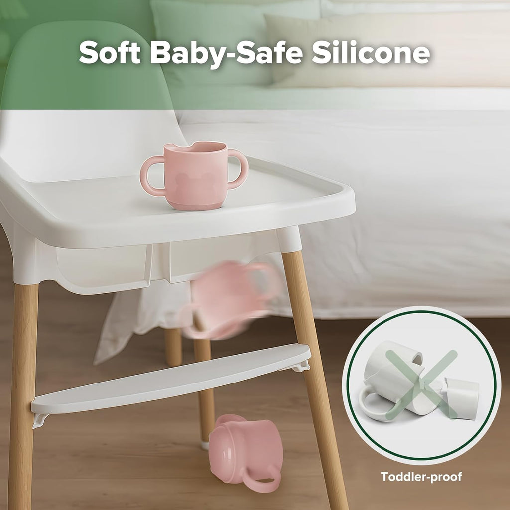 haakaa Silicone Toddler Cups, BPA Free Drop-Proof Training Cups for Baby 6 Months+, 5 Ounce (Blush)