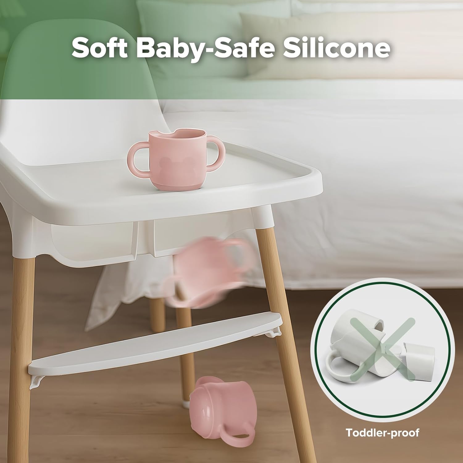 haakaa Silicone Toddler Cups, BPA Free Drop-Proof Training Cups for Baby 6 Months+, 5 Ounce (Blush)