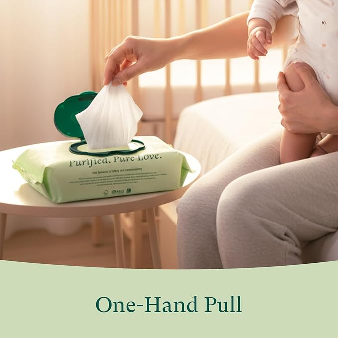 PurComfy Baby Wipes Unscented, 6 Flip-Top Packs + 6 Travel Pack 99.9% Water Wipes with Plant Based, Hypoallergenic for Sensitive Newborn Skin, Total 408 Count Wet Wipes