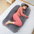 AS AWESLING 60in Full Body Pillow | Nursing, Maternity and Pregnancy Pillow | Extra Large U Shaped Sleeping Pillow with Removable Cover (Dark Grey)