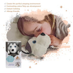 Love By Emi Baby Music Lovey Grey & White Husky, Baby Sleep Soother for Crib & Cuddle Bedtime, White Noise with Heartbeat & Lullaby, Plush Sound Toy, Stuffed Animal for Newborns, Infants & Toddlers
