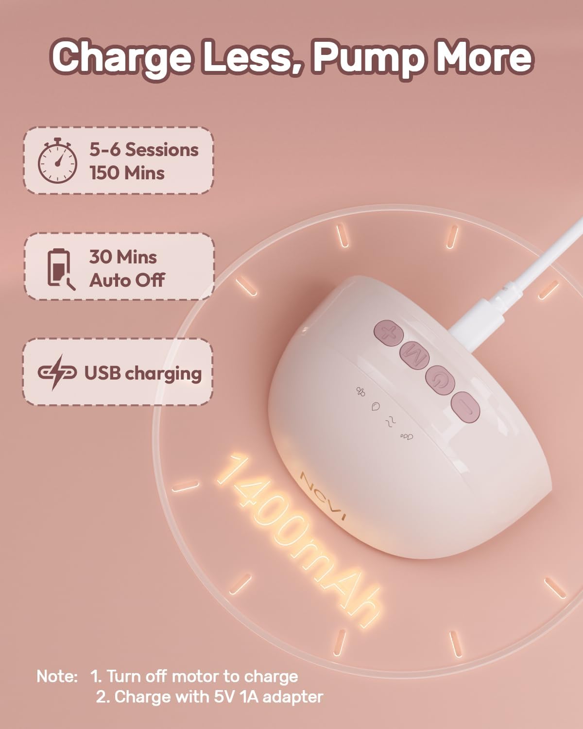 NCVI Wearable Hands Free Breast Pump, 4 Modes & 9 Levels with Multitronic Suction, Ultra-Quiet <45dB, Long Battery Life (150min), 21/24mm Flange Insert, Portable Electric Breastfeeding Pump for Moms