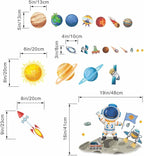 Outer Space Astronaut Wall Stickers - Planets Rocket Boys Wall Decals - Baby Nursery Kids Room Daycare Playroom Classroom Wall Decor
