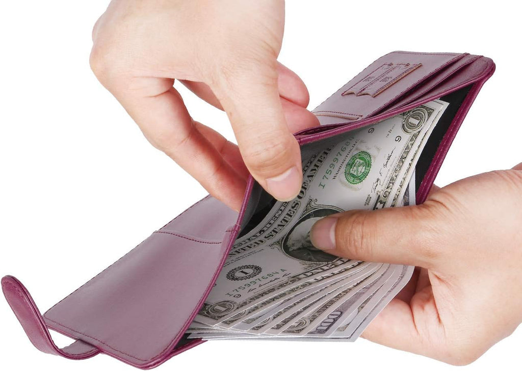 Passport Holder Cover Wallet RFID Blocking Leather Card Case Travel Accessories for Women Men (Z #Purple)