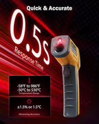 Infrared Thermometer Laser Temperature Gun, Digital Surface Heat Temp Gun Non-Contact for Cooking Food, Pizza Oven, Griddle Meat, Refrigerator, HVAC, Grill, Engine -58℉~986℉ (GS320)