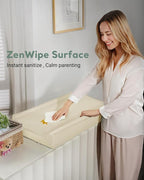 Vegan Leather Waterproof Baby Changing Pad - Wipeable, Extra Thick & Portable & Non-Slip Diaper Mat for Dresser, Crib, Travel | Soft & Safe (White)