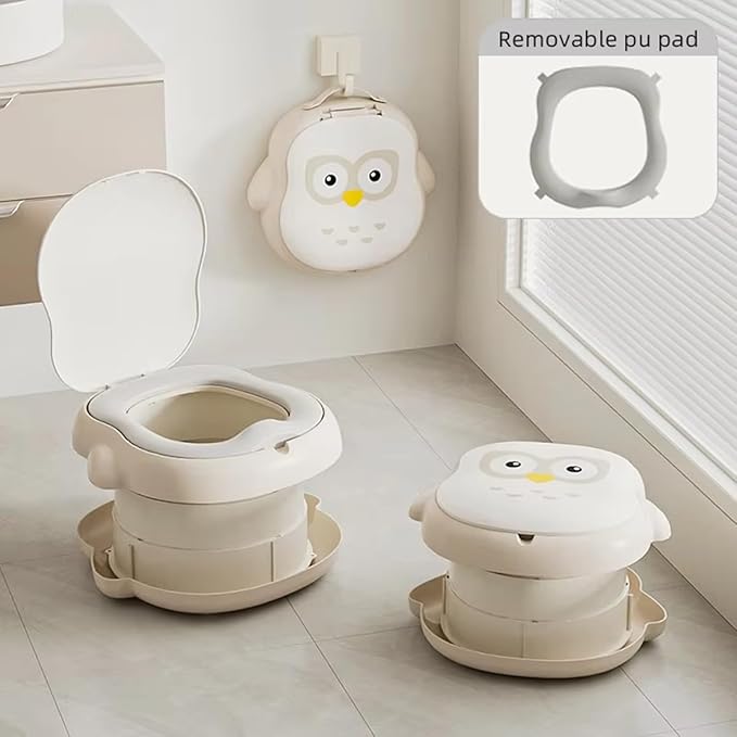 CoocooBaby Portable potty seat for toddler travel, Portable toilet for kids with Potty Liners, Travel Bag, Foldable Car Potty for Toddler (Owl)