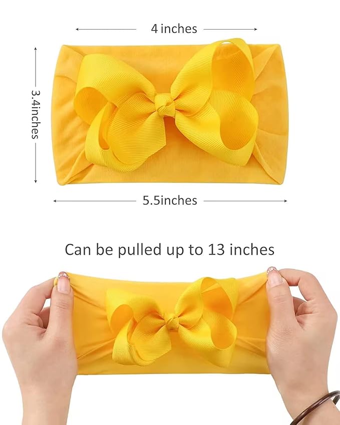 doboi 20pcs Baby Headbands and Hair Bows Set - 4 Inches Nylon Headbands with Bows for Newborns, Infants, Toddlers and Girls