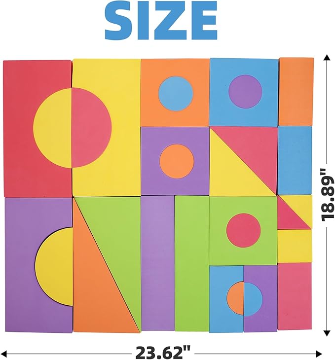 Large Building Foam Blocks for Toddlers, EVA Stacking Foam Building Blocks Toy Set, Non-Toxic, Washable, Early Learning Construction Toys & Gifts for Kids Boys & Girls (Blue, Pieces, 30)