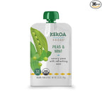 Kekoa Foods 100% Organic Vegetarian Baby Food Puree - Gluten-Free, Vegan, 3.5 oz Squeeze Pouch (36 Pack, Peas & Mint)