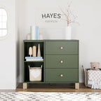 Storkcraft California 3 Drawer Combo Dresser (Olive with Driftwood) – GREENGUARD Gold Certified, Interlocking Drawer System, Pre-Installed Drawer Tracks for Easier Assembly, Spacious Cabinet