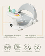 Baby Bath Seat for Babies 6 Months & Up Bath Seats for Babies Sitting Up Non-Slip Infant Bathtub Chair with Suction Cups & Water Thermometer for Toddlers Sitting Up, Easy to Clean (Gray)