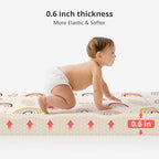 Foldable Baby Play Mat, PIGLOG 50x50 Playpen Mat, 0.6in Thick Waterproof Playmats for Babies and Toddlers Kids, Safe Foam Playmat for Tummy Time, Reversible Portable Baby Floor Mat for Infant, Rainbow