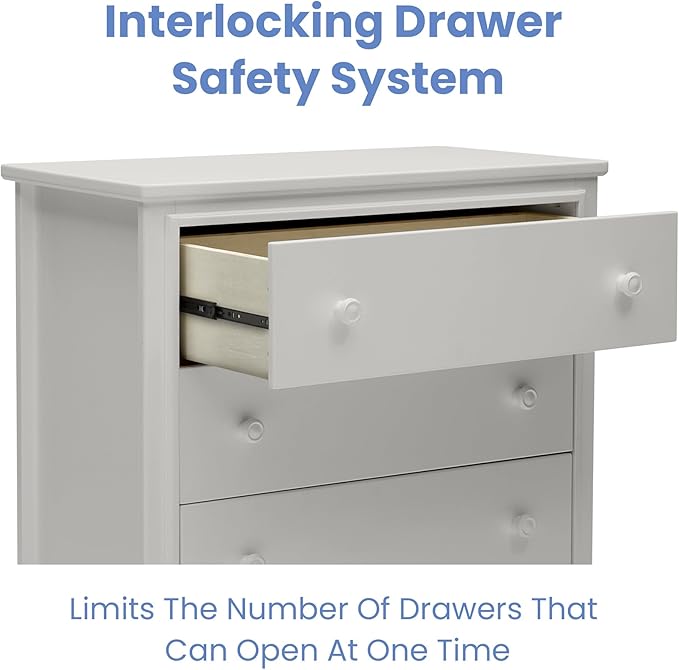 Delta Children Perry 3 Drawer Dresser with Changing Top and Interlocking Drawers, Moonstruck Grey