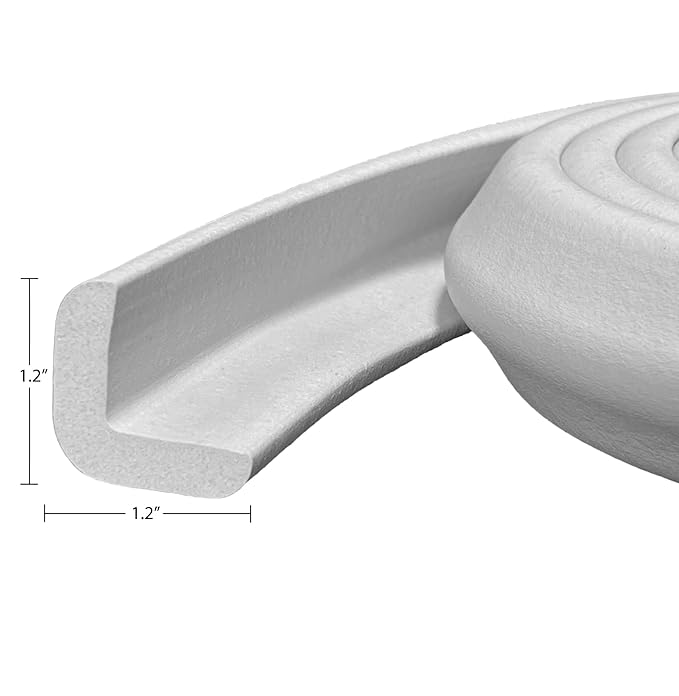 Kidkusion Baby Proof Edge Guards for Safety | Made in The USA | 6 Feet | Off White | Edge Protectors for Furniture, Tables, Fireplaces | Heavy Duty Tape Included