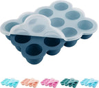 Baby Food Storage 12 x 1.5OZ Silicone Freezer Tray with Lid, Food Grade Silicone Containers for Purees & Vegetables Midnight Blue