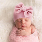 BQUBO Newborn Baby Hats Mittens Set Hospital Hat Beanie Infant Bow Hats Baby Gloves No Scratch Mittens for 0-6 Months