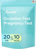Areta Ovulation & Pregnancy Test Strips: 20 Ovulation Strips & 10 Pregnancy Tests Combo Kit | Accurate at-Home Fertility Tracker