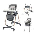 6 in 1 Convertible High Chairs for Babies and Toddlers,Portable High Chair with Dishwasher Tray and 4 Wheel,Booster Seat for Dining Table,Foldable Toddle and Baby Feeding Highchair (Gold-Grey)