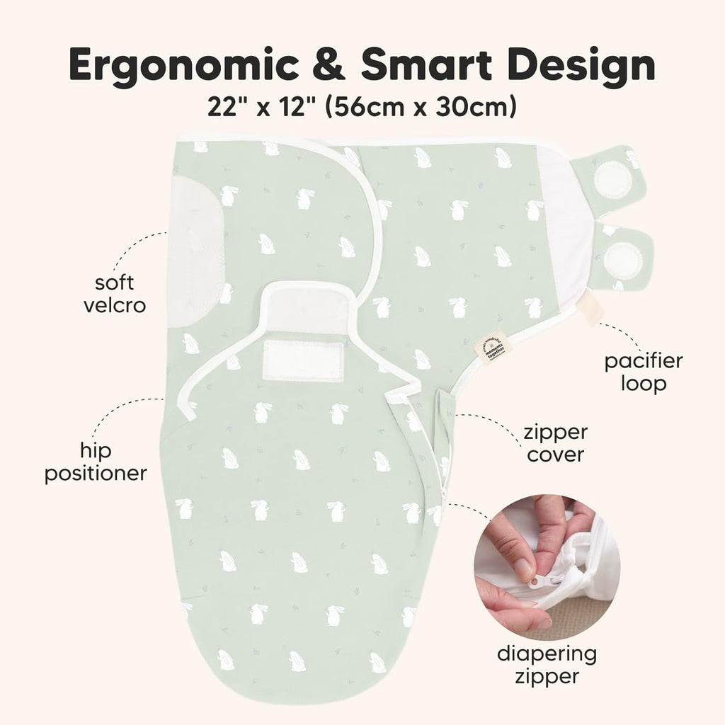 Baby Swaddle Sleep Sacks with Zipper - 3-Pack Swaddles for Newborns 0-3 Months, Infant, Baby Girls, Boys, Soft & Durable Newborn Sleep Sack, Easy Diaper Change Swaddling Blanket (Bunnies)