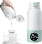 Portable Milk Warmer for Travel, 17oz Large Capacity Bottle, Fast Breastmilk Water Warmer On The Go with LCD Display, 98-158°F Temperature Adjustment, for Vehicle, Car, Airplane Journey