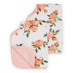 Little Unicorn Ultra-Absorbent Premium Burp Cloth 2 Pack | Soft on Baby's Skin | Larger Size | Ergonomic Design | Set of 2 (Watercolor Roses 2)