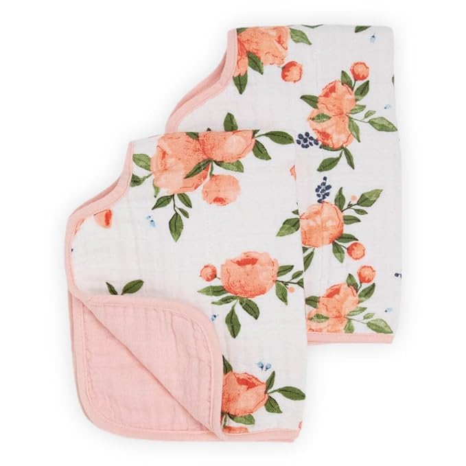 Little Unicorn Ultra-Absorbent Premium Burp Cloth 2 Pack | Soft on Baby's Skin | Larger Size | Ergonomic Design | Set of 2 (Watercolor Roses 2)