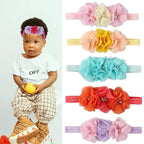 FZBNSRKO Baby Girls Floral Headbands Set,10 Pack Mixed Baby Chiffon Headbands Baby Girl Flower Headband Elastic Hairband for Newborn Toddler Hair Accessories(3 flowers)