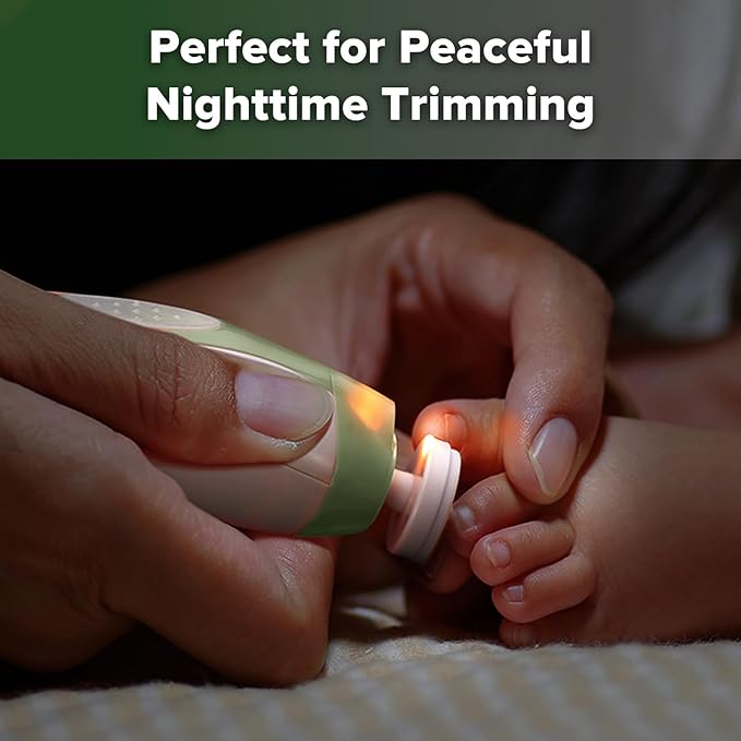 haakaa Baby Nail Trimmer Electric Baby Nail Clippers Kit for Newborn, Toddler or Adults Fingernails and Toenails Care, Baby Nail Care Set & Extra 4 Replacement Pads Combo - Meadow