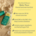 Earth Mama Baby Face Mineral Sunscreen Stick SPF 40 | Non-Nano Zinc, Contains Organic Cocoa Butter & Aloe | Babies, Kids & Family 0.74-Ounce