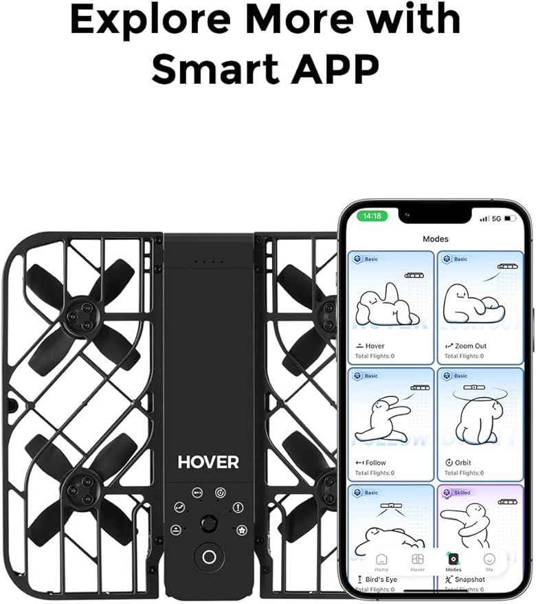 X1 Drone with Camera, Self-Flying Camera Drone with Follow Me Mode, Foldable Mini Drone with HDR Video Capture, Palm Takeoff, Intelligent Flight Paths, Hands-Free Control Black (Standard)