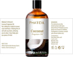 PHATOIL 3.38FL.OZ Coconut Fragrance Oils for Aromatherapy, Essential Oils for Diffusers for Home, Perfect for Diffuser, Yoga, Skin Care, DIY Candle and Soap Making - 100ml
