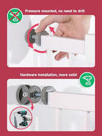 36.2" Extra Tall Baby Gate for Stairs, 29.5-46" Wide Dog Gate for Doorways, Walk Thru Auto Close Metal Child Gate for The House, Stairs and Doorways, Pet Gate Pressure Mounted Dog Gate Indoor (White)