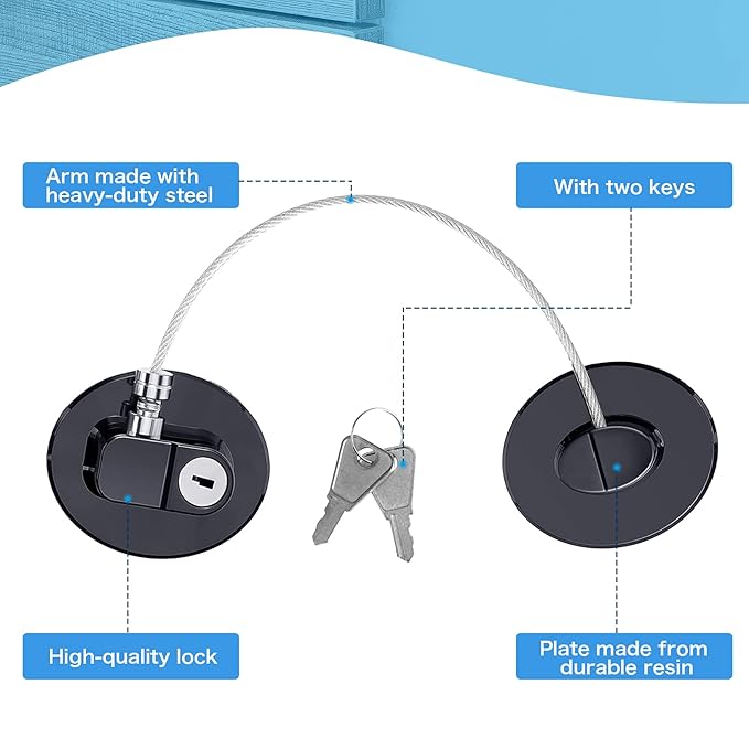 8 Pieces Refrigerator Locks for Children Adults with 10 Keys, Fridge Lock, Freezer Door Safety Cabinet Lock and Child Safety Cabinet Locks with Strong Adhesive (Black)