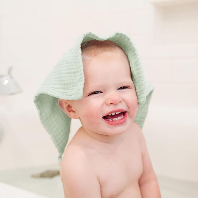 Konssy 10-Pack Muslin Baby Washcloths,100% Cotton Baby Wash Cloths for Newborn Kids Girls & Boys, Soft & Absorbent Washcloths