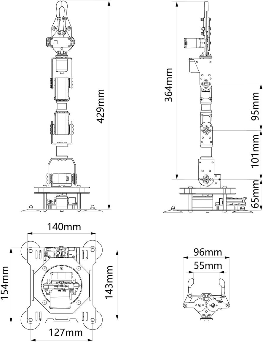 Robotic Arm for Arduino Coding Programming 6DOF Hiwonder-xArm1S STEM Educational Building Robot Arm Kits, 6 AXIS Full Metal Robotic Arm Wireless Controller/PC/App/Mouse Control Learning Robot